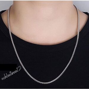 NEW Solid 925 Sterling Silver Box Chain Necklace